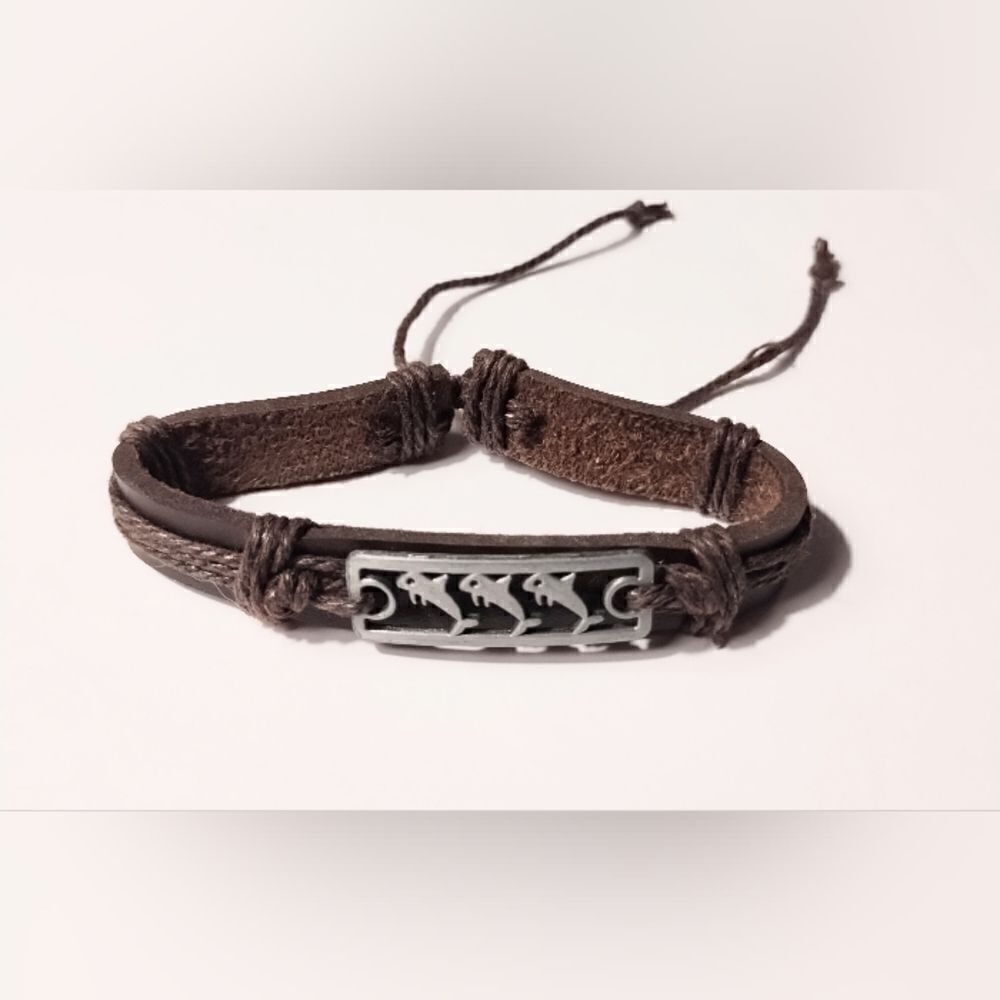 Men's leather bracelet dolphins new d10‎